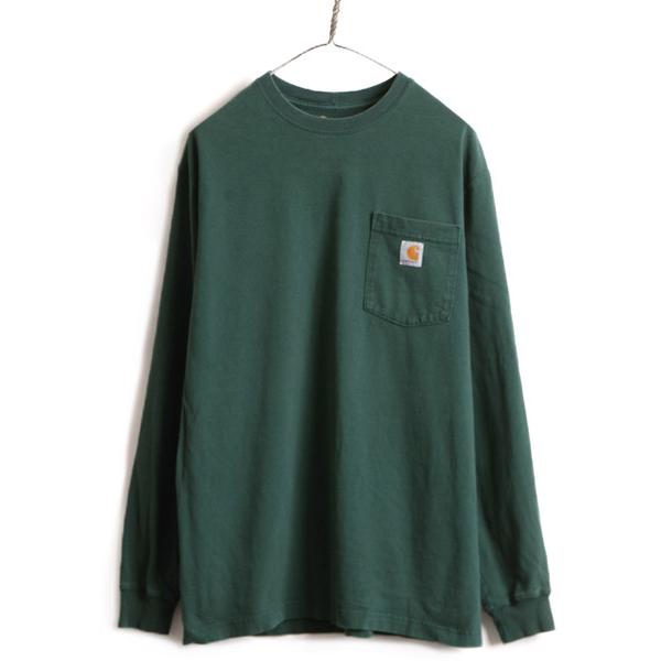 □ カーハート ポケット付き 長袖 Tシャツ ( メンズ M ) 古着 CARHARTT