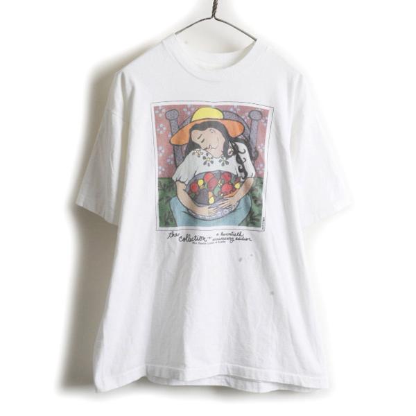 安心の関税送料込み 90s ヴィンテージ アートTシャツ 半袖 白Tシャツ