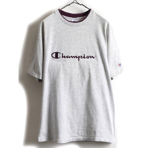 Champion 半袖 ロゴ Tシャツ XL ホワイト チャンピオン 刺繍ロゴ