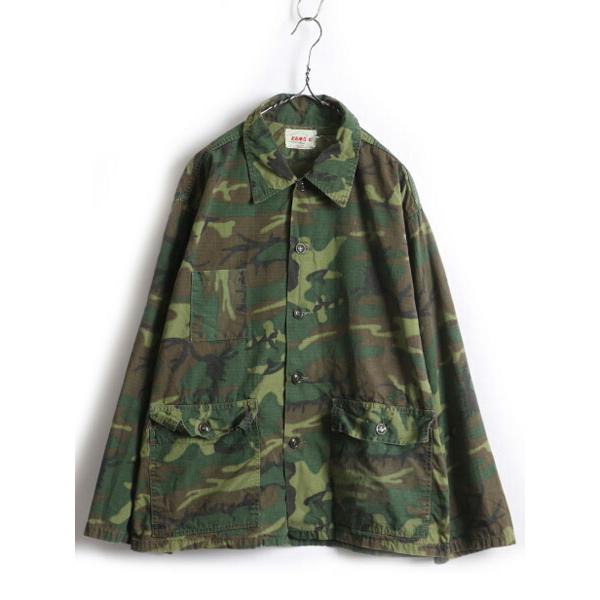 60's USA製 大きいサイズ XL ☆ KAMO ウッドランド カモ柄 コットン