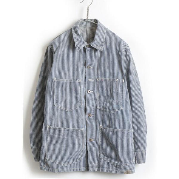 40 S ビンテージ Unknown ヒッコリー ストライプ デニム カバーオール ジャケット メンズ 男性 M 程 古着 40年代 ブルー ホワイト Wfe Master Plan 通販 Yahoo ショッピング