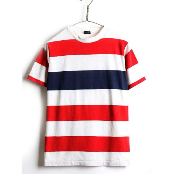 70's ビンテージ ☆ Chesterfield ワイド ボーダー 半袖 Ｔシャツ