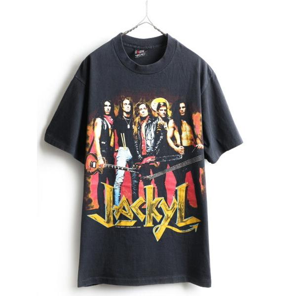 90's オフィシャル USA製 人気の 黒 ★ JACKYL ツアー プリント 半袖 Tシャツ ( メンズ 男性 L ) 古着 90年代 バンドT  ツアーT ロックT
