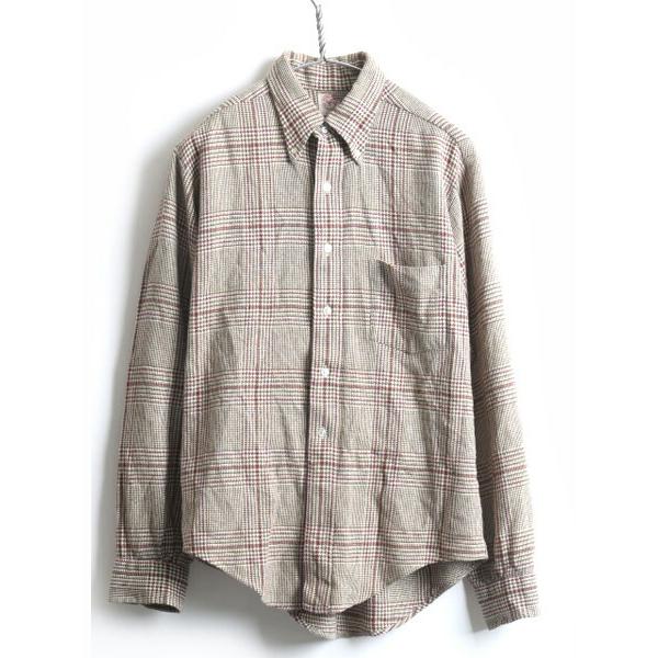 新着 60s Elbeco ビンテージ オンブレチェック コットンシャツ 茶 USA
