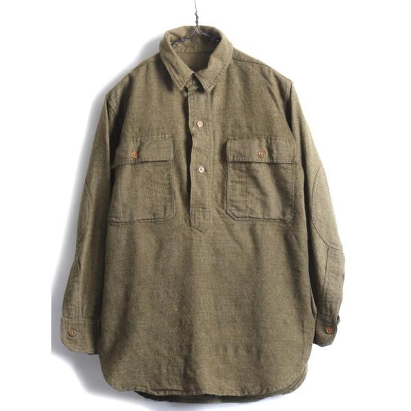 30's ビンテージ ★ 米軍実物 US ARMY マチ付き 長袖 ウール プルオーバー シャツ ( メンズ M 程) 古着 30年代 ミリタリー  アーミー カーキ :wmr032201:Master Plan - 通販 - Yahoo!ショッピング