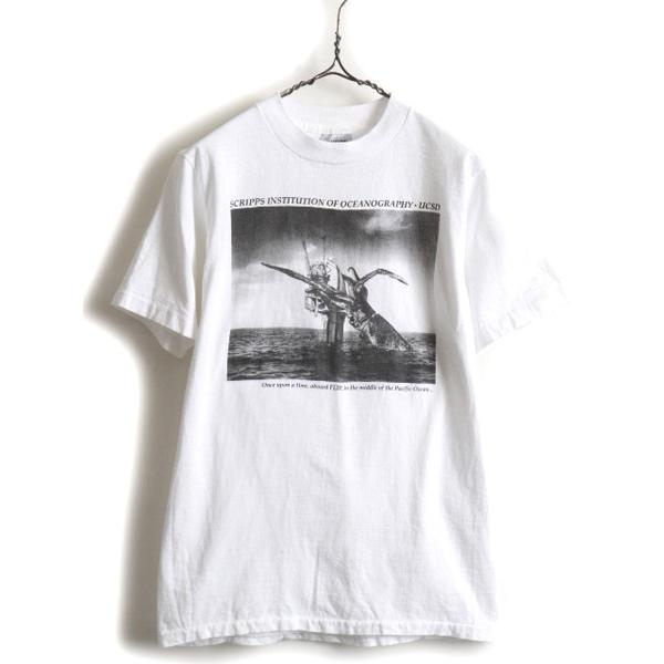 90s USA製 ☆ フォト アート プリント 半袖 Tシャツ ( メンズ M ) 古着