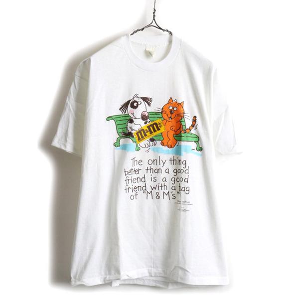 80s USA製 大きいサイズ XL ☆ M&Ms 企業 プリント 半袖 Tシャツ