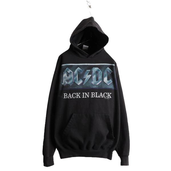 90s AC/DC ロゴ プリント スウェット パーカー メンズ M / 黒 古着 90 