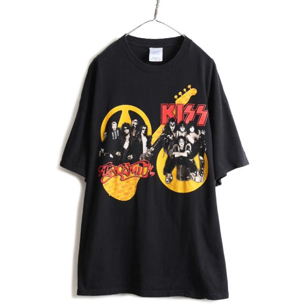 00s 大きいサイズ XXL ☆ エアロスミス x KISS 2003 ツアー プリント