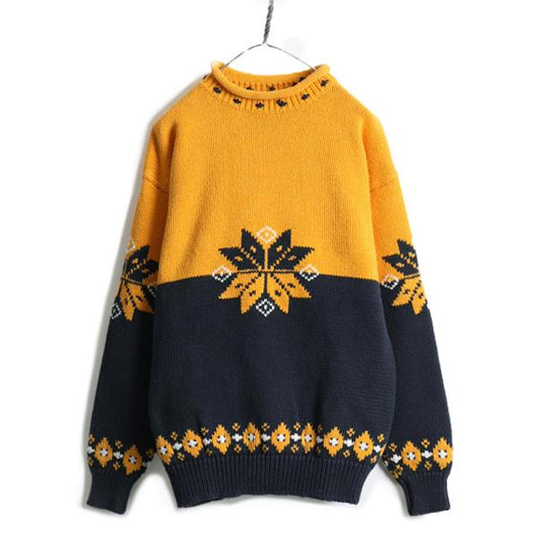 90s □ OLD GAP ロールネック ノルディック コットン ニット セーター