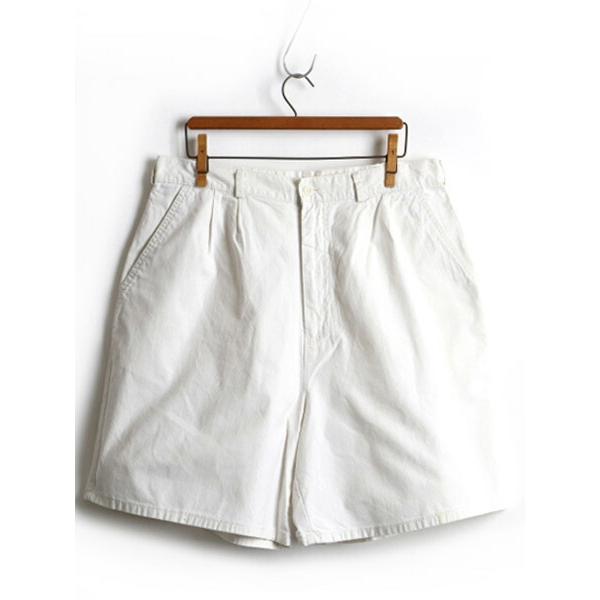 80s 旧タグ ■ LLBEAN LLビーン TROPIC WEIGHT 2タック コットン ショーツ (女性 レディース 16 L 程)古着 薄手  短パン 白 L.L.BEAN 80年代