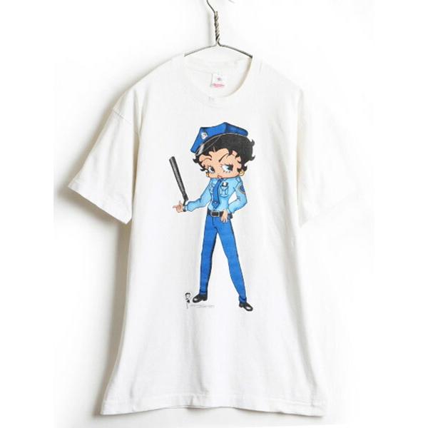 90s USA製 ■ ベティ ブープ オフィシャル ビッグ プリント 半袖 Tシャツ ( レディース L ) 古着 ベティちゃん BETTY BOOP  キャラクター 白 :x-aud22y20n19:Master Plan - 通販 - Yahoo!ショッピング