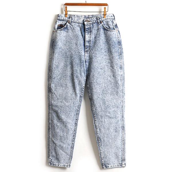 80s 90s USA製 ■ LEE リー 305 5548 ケミカルウォッシュ テーパード デニム パンツ (18 レディース M ) 古着  ハイウエスト ワイド バギー