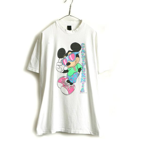 90s USA製 □ ディズニー オフィシャル ミッキー マウス プリント 半袖