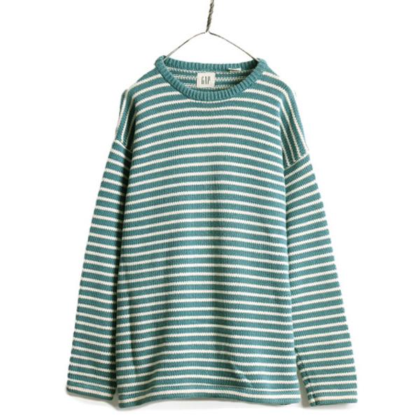 90s 00s □ OLD GAP ボーダー コットン ニット セーター ( メンズ L