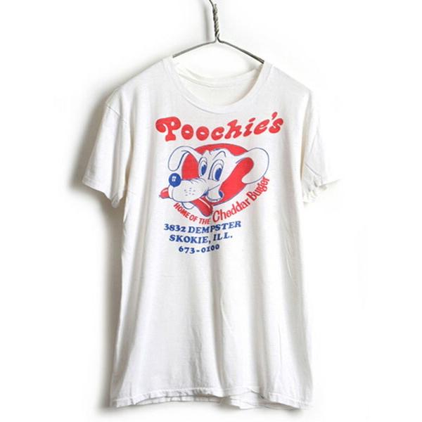 70s 80s ビンテージ □ Poochie's キャラクター プリント 半袖 Tシャツ