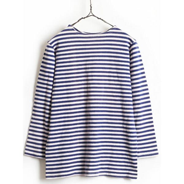 ブランド不明 厚手 2トーン ボーダー バスクシャツ 女性 レディース M 程 古着 青 紺 白 ボートネック 長袖 コットン Tシャツ ロンt X Spd25yn14 Master Plan 通販 Yahoo ショッピング