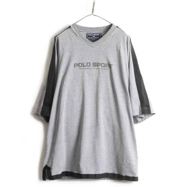00s 大きいサイズ XL □ POLO SPORT ラルフローレン Vネック プリント