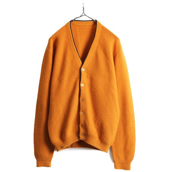 60s 70s ビンテージ □ アクリル ニット カーディガン ( メンズ M 程