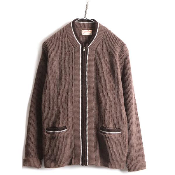 60's 70's ビンテージ □ SPORTSWEAR フルジップ ラム ウール アクリル