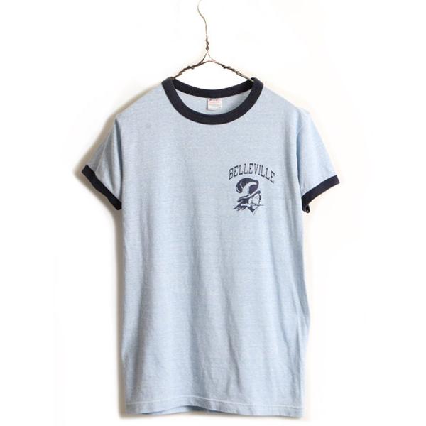 80s USA製 ビンテージ □ チャンピオン 2段 カレッジ プリント 半袖