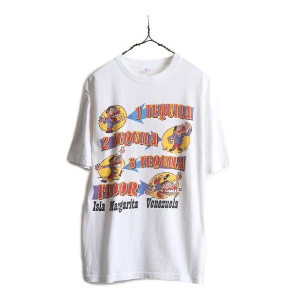 90s □ テキーラ ジョーク イラスト プリント 半袖 Tシャツ メンズ XL