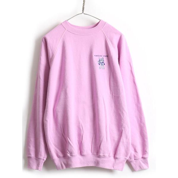 80s USA製 ビンテージ □ Hanes ヘインズ クルーネック カレッジ ロゴ