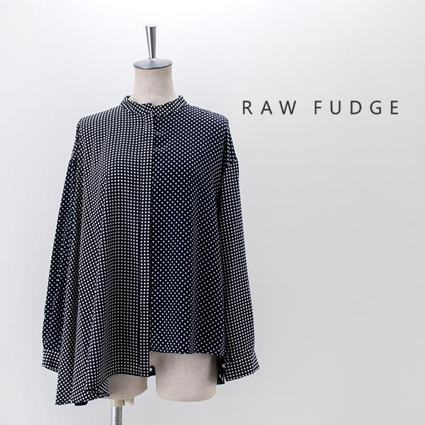 RAW FUDGE ローファッジ レディース ドット柄ミックス切替ブラウス 