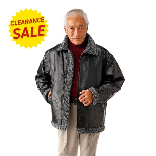 ラム革 パッチワーク ボア ブルゾン - レザー ジャケット アウター 裏