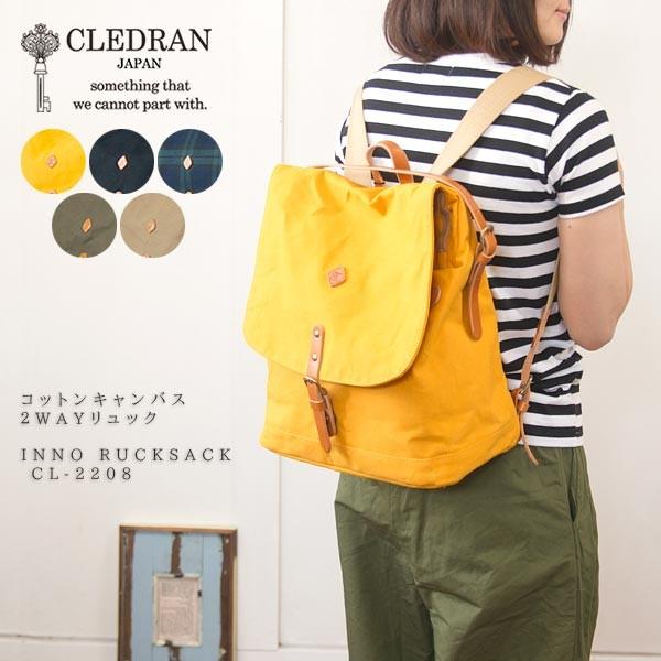 CLEDRAN コットンキャンバス2WAYリュックサック 手持ちバッグ