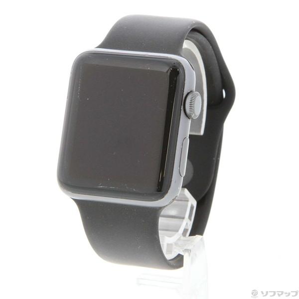 〔中古〕Apple(アップル) Apple Watch Series 2 42mm スペースグレイアルミニウムケース  ブラックスポーツバンド〔262-ud〕