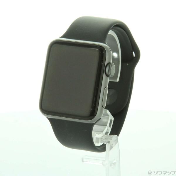 〔中古〕Apple(アップル) Apple Watch Series 3 GPS 42mm スペースグレイアルミニウムケース ブラックスポーツバンド〔220-ud〕