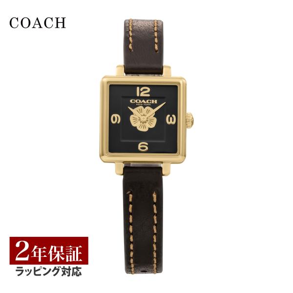 COACH レディース スクエア時計 黒 レザーベルト COACH コーチ