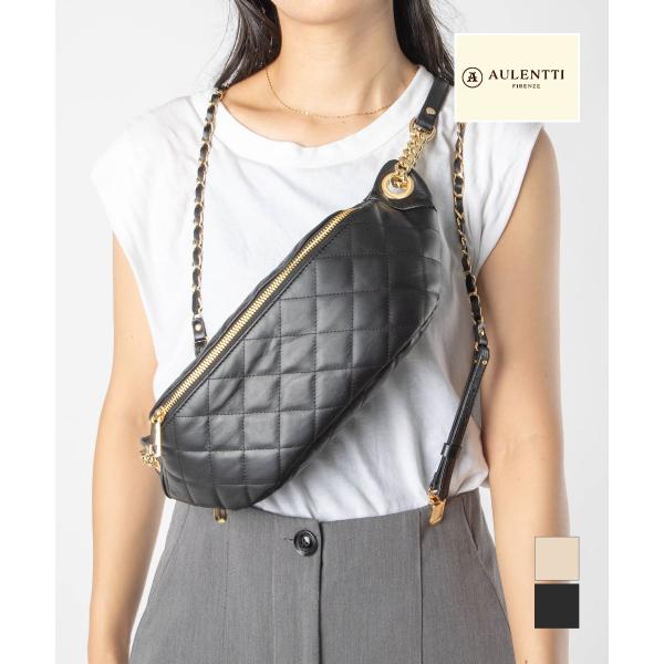【極美品】AULENTTI ウエストバッグ ターンロック AULENTTI バッグ ウエストポーチ 「AULENTTI/オウレンティ