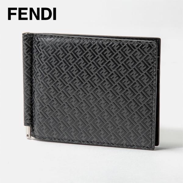 フェンディ FENDI メンズ FFロゴ マネークリップ付き 二つ折り財布 7M0281