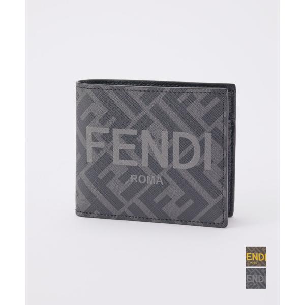 未使用！FENDI 二つ折り財布 FENDI フェンディ エンボスロゴ 二つ折り財布（小銭入れあり