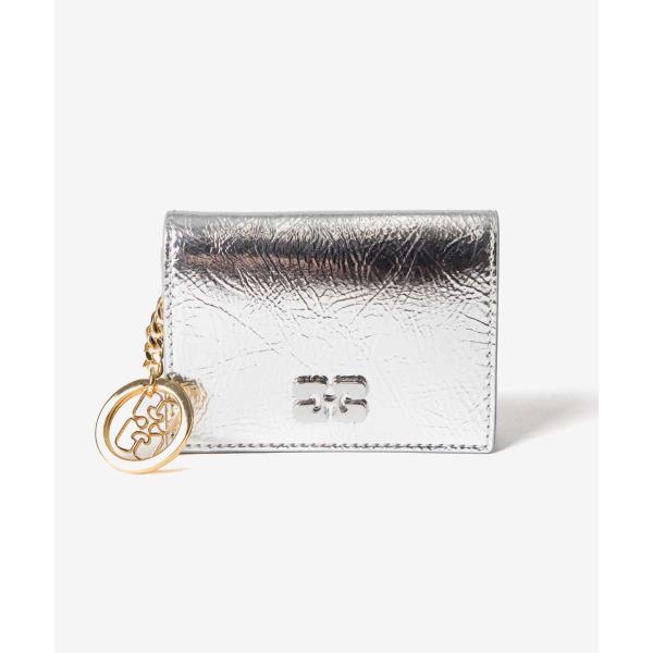 GANNI 財布　シルバー GANNI ガニー Bou Flap Card Holder Metallic ボウ フラップ
