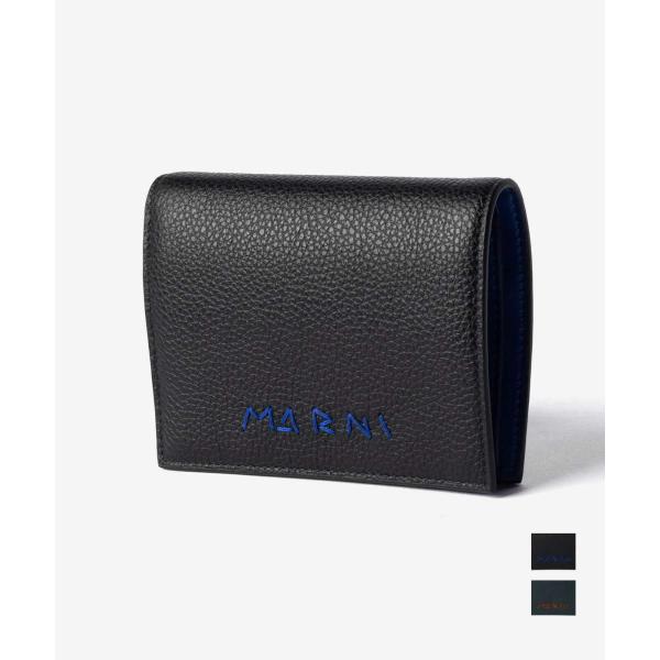 マルニ MARNI PFMI0098U0 P6533 二つ折り財布 BIFOLD WALLET メンズ レザー ミニ財布 コンパクト ロゴ