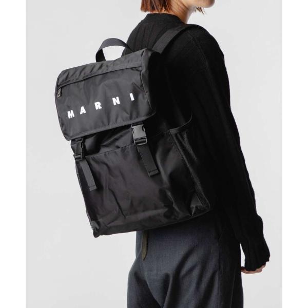 【希少】MARNI マルニ バックパック リュック ロゴ キャンバス　ブラック 希少】MARNI マルニ バックパック リュック ロゴ キャンバス ブラック