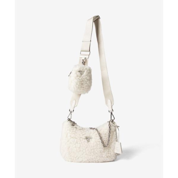 PRADA ショルダーバッグ　リボン　チェーンショルダー　キャンバス　ホワイト PRADA（プラダ） PRADA Re-Edition 2005 WOOL CASHMERE リエディション
