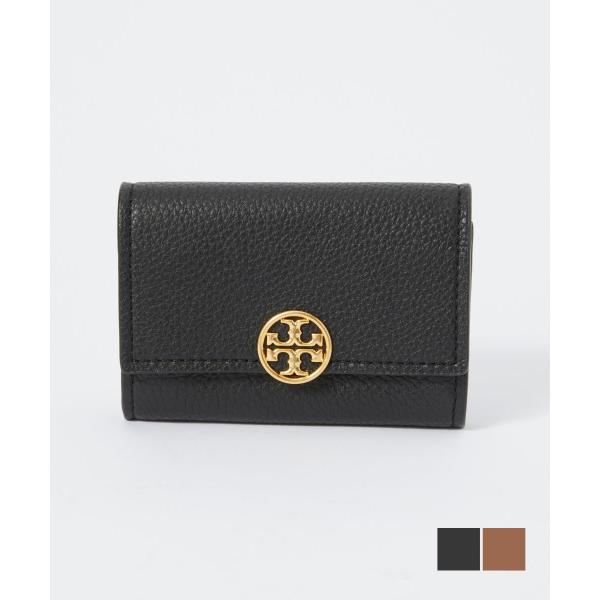 【美品！】TORY BURCH三つ折り財布 ミニウォレット ステッチ ゴールド TORY BURCH トリーバーチ 財布 三つ折り レザー Wホック ロゴ