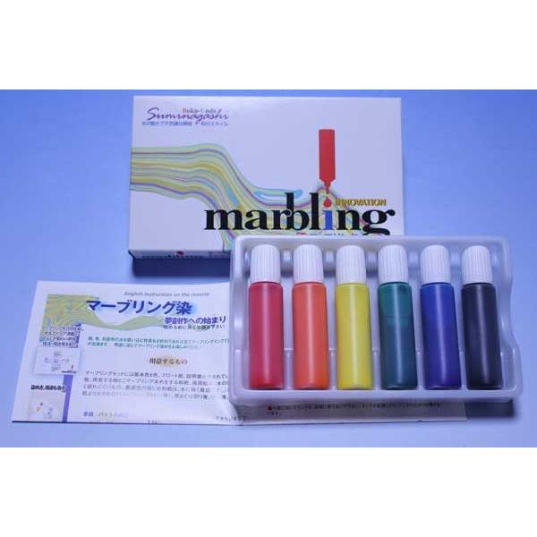 マーブリング６色セット 12ml　墨流し 模様 インク 彩液