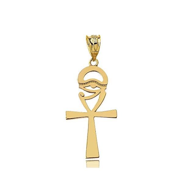 売筋 14Kイエローゴールド 古代エジプトホルスの目 アンク十字架