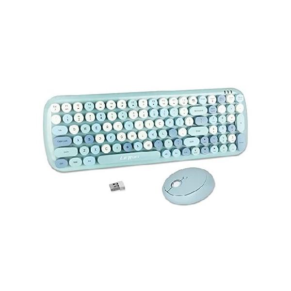 MOFII Wireless Keyboard and Mouse Combo,2.4GHz Retro Full-Size Wireless Keyboard with Number Pad and Cute Wireless Mouse for Computer PC Desk 並行輸入