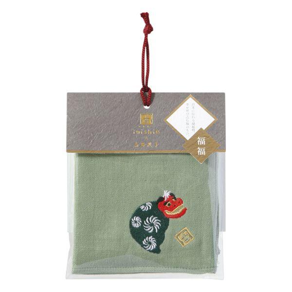 UCHINO SALE inishie いにしへ 福福 タオルハンカチ 獅子舞 無撚糸