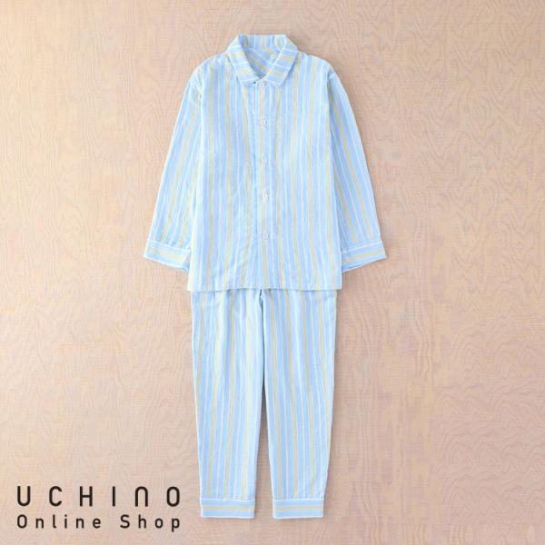 新品·UCHINOウチノ　マシュマロガーゼ　ダブルストライプパジャマ マシュマロガーゼシックシンストライプメンズパジャマ / UCHINO