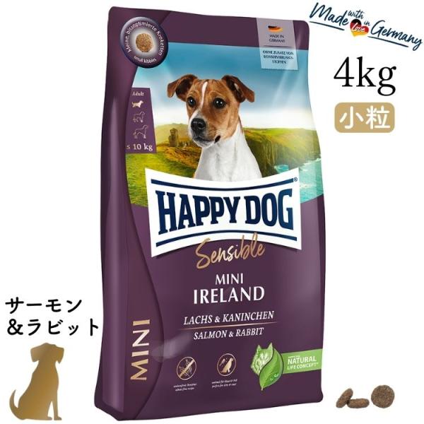 ハッピードッグ ミニ アイルランド 4kg （サーモン＆ラビット） HAPPY DOG 無添加 無着色 小粒 皮膚被毛ケア 61222 成犬〜シニア犬用