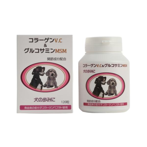 日本ビーエフ 犬の歩みに コラーゲンV.C＆グルコサミンMSM 120粒 関節