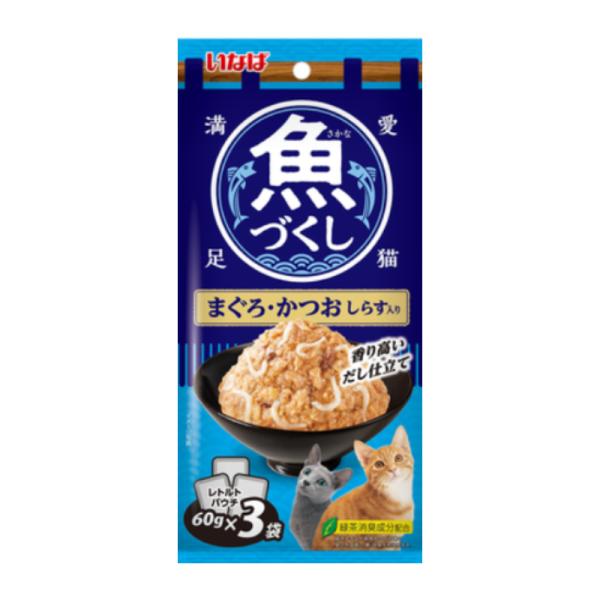 いなばペットフード 魚づくし まぐろ・かつお しらす入り パウチ 60g×3袋 24袋セット