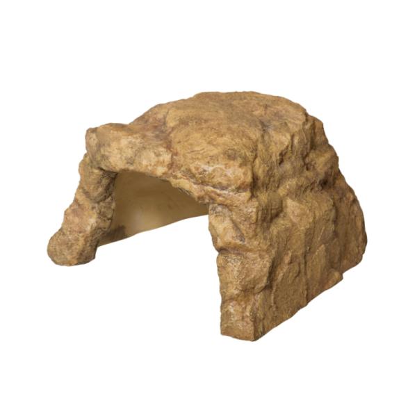 ・風合い豊かな岩石をリアルに模したアンバーカラーのシェルターです。 ・ずっしりと安定感があり、生体が落ち着ける環境がつくれます。 適応動物：爬虫類、両生類 本体寸法：約175×165×105mm 原材料：レジン 原産国：中国